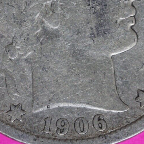 1906 D Barber Liberty Half Dollar Scarce Semi Key Date Coin Denver Mint 23