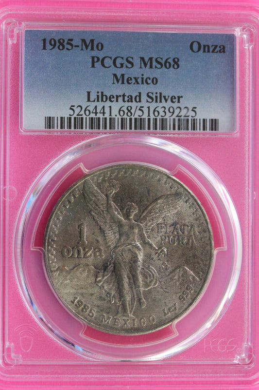 Toned 1985 MS 68 Libertad Mexico 1 OZ Silver Coin PCGS Certified Authentic 112