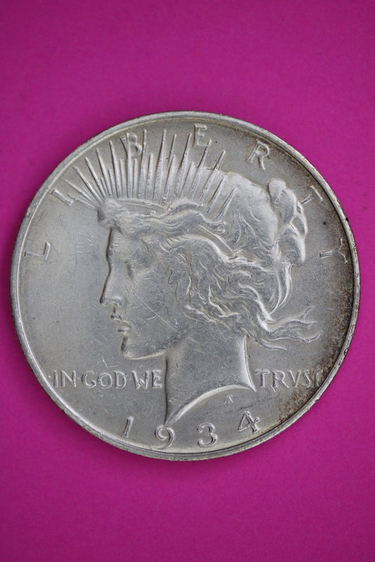 1934 D Peace Lady Liberty Semi Key Date Silver Dollar Guaranteed Authentic 2685