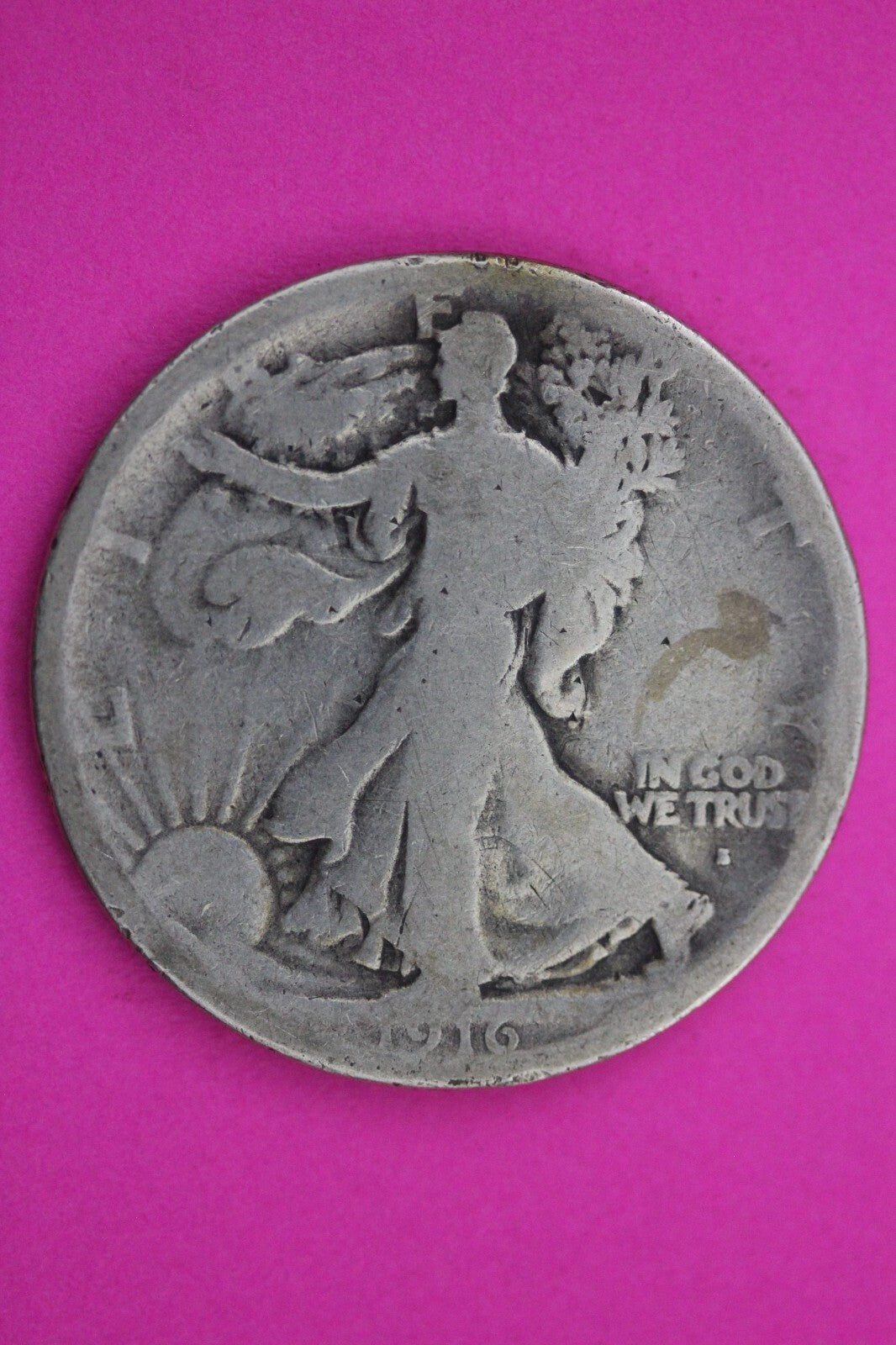 1916 S OBV Walking Liberty Silver Half Dollar Walker Guaranteed Authentic 0264N