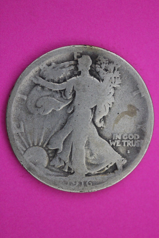 1916 S OBV Walking Liberty Silver Half Dollar Walker Guaranteed Authentic 0264N