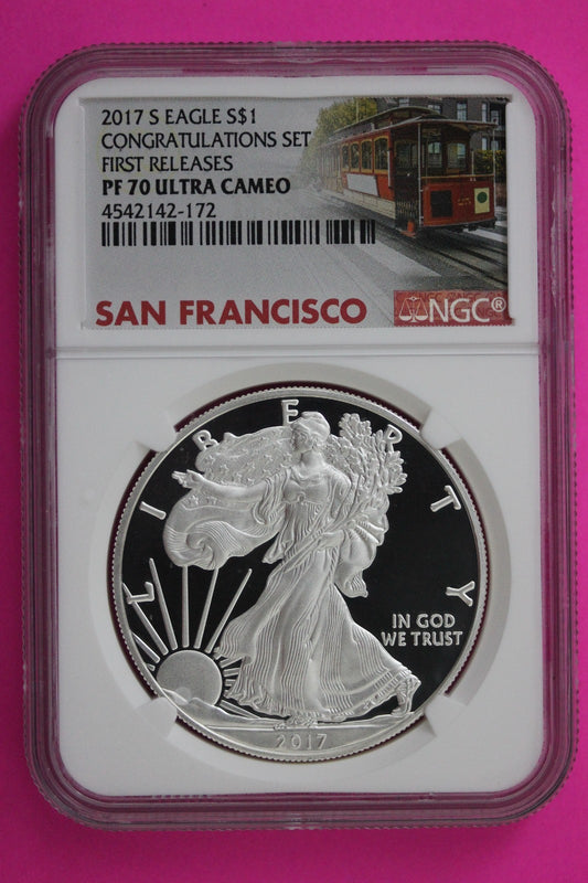 2017 S PF 70 Proof DCAM Silver American Eagle From Congratulations Set NGC 271