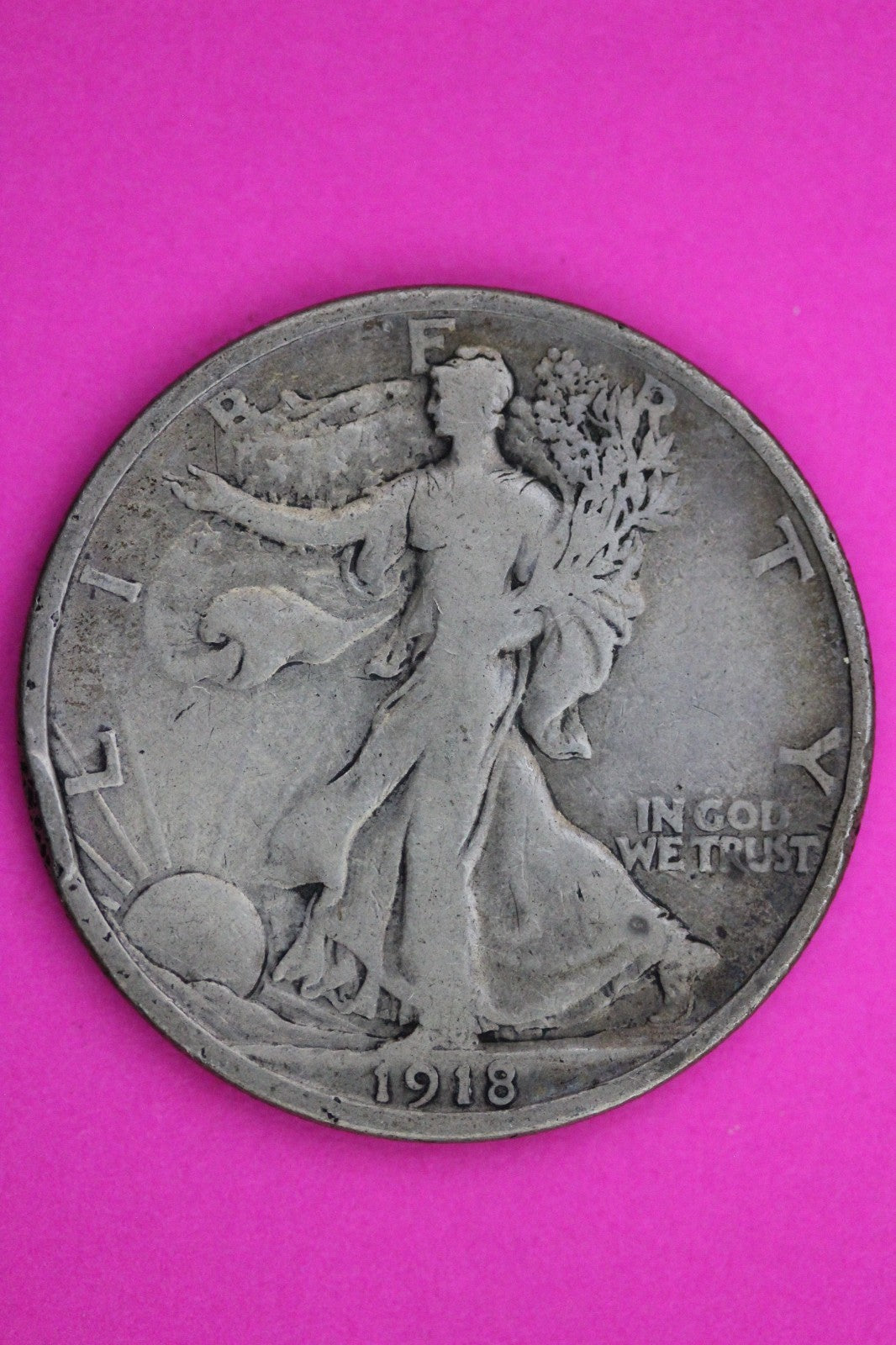 1918 D Walking Liberty Silver Half Dollar Guaranteed Authentic Genuine Coin 2363