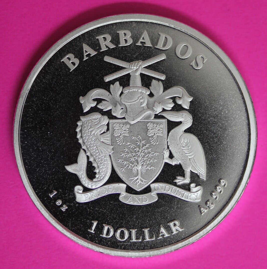 Gem BU 2023 Barbados Monkey 1 OZ Silver Coin .999 Fine $1.00 Same Coin In Pic 14