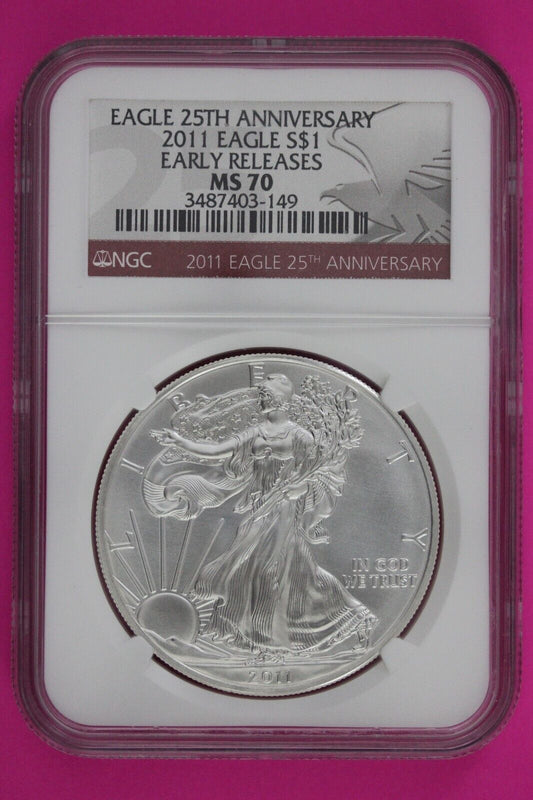 2011 MS 70 Silver American Eagle 25th Anniversary NGC Graded First Releases 284
