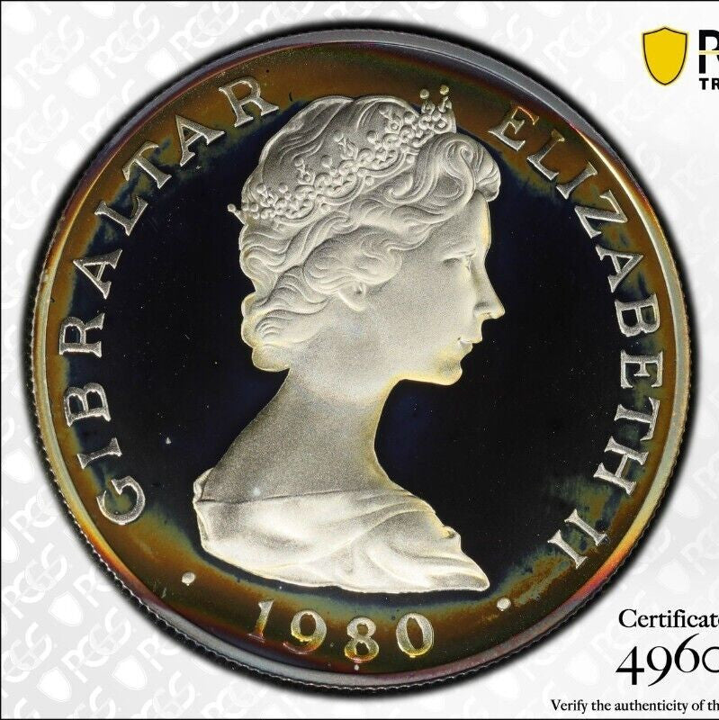 Toned 1980 PR 68 DCAM Crown Gibraltar  PCGS Queen Elizabeth 80th Birthday 548