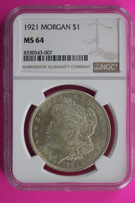1921 P MS 64 Liberty Morgan Silver Dollar NGC Certified Graded Slab 471