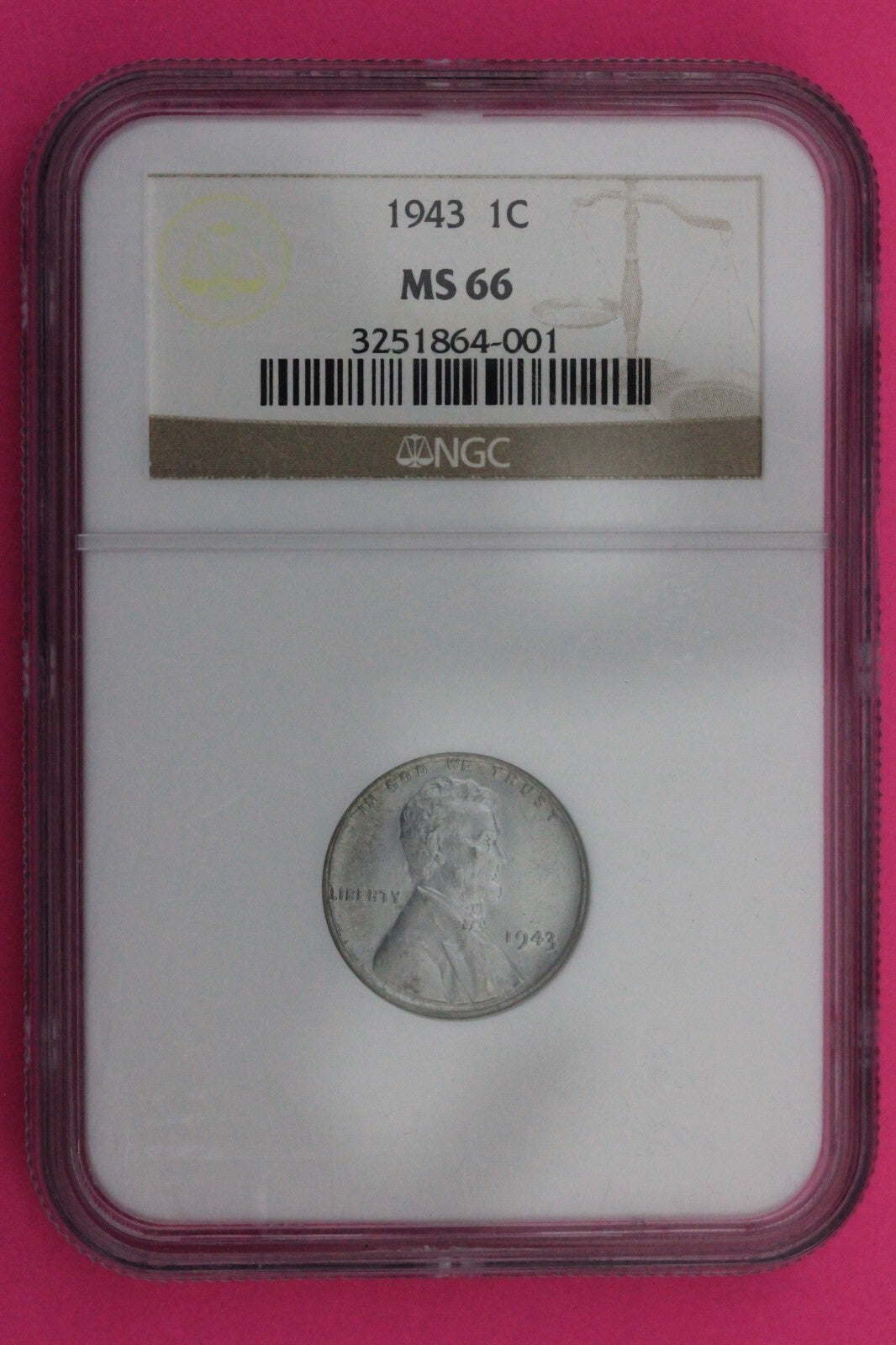 1943 P MS 66 Steel Lincoln Wheat Cent Penny NGC Certified Graded Authentic 69