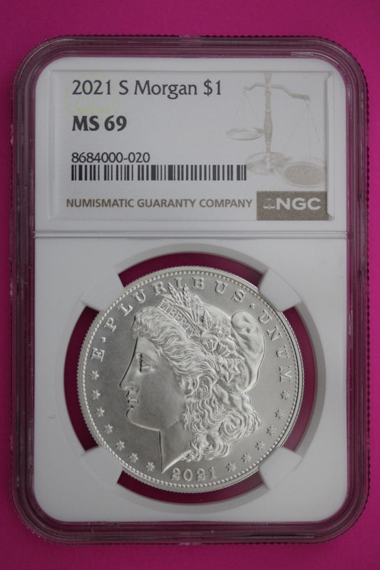 2021 S MS 69 Morgan Silver Dollar NGC Authentic Certified Graded Coin Slab 147