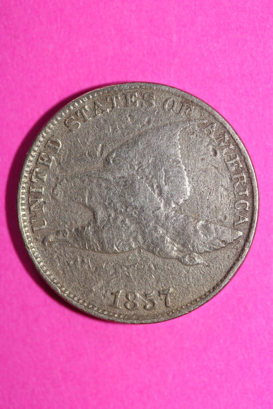 1857 Flying Eagle Cent Penny Exact Scarce Early Type Coin as Pictured 53