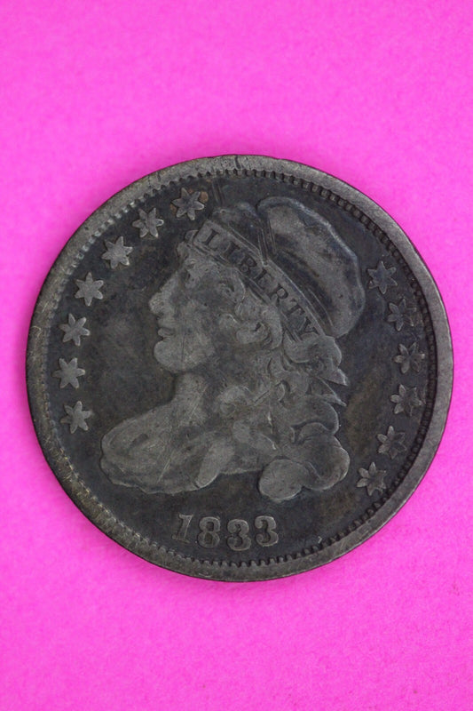 1833 Bust Capped Dime Lady Liberty Silver Coin Guaranteed Authentic Genuine 1419