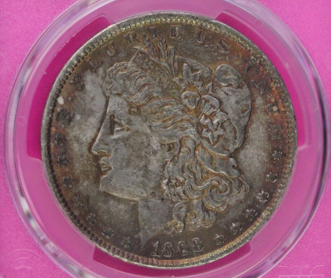 Toned 1888 P MS 63 Morgan Liberty Silver Dollar PCGS Certified Slab 32