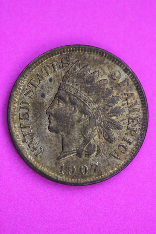 High Grade 1907 Indian Head Cent Penny Guaranteed Authentic & Genuine Coin 1071