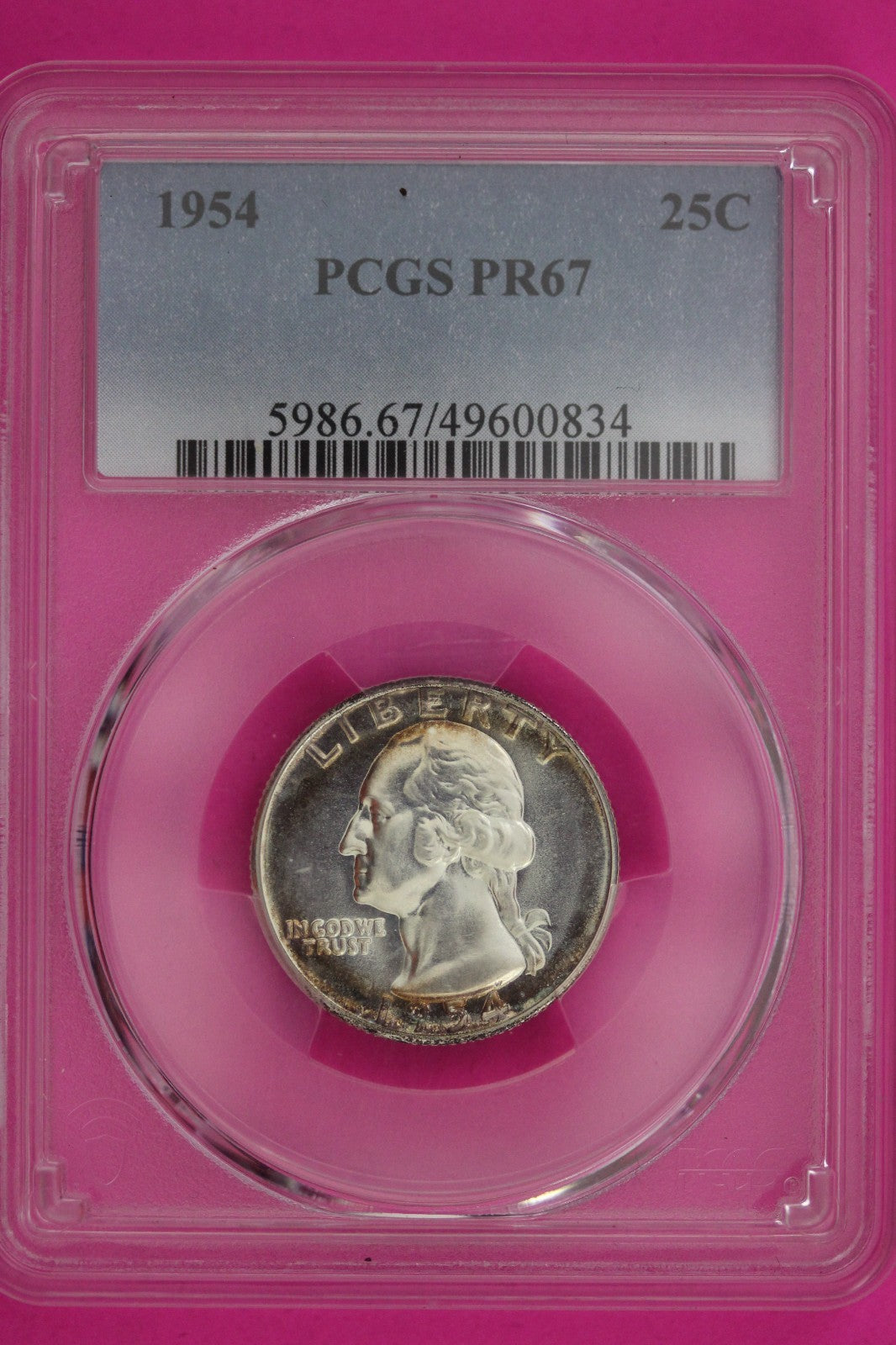 Toned 1954 PR 67 Washington Silver Quarter PCGS Certified Graded Authentic 1259