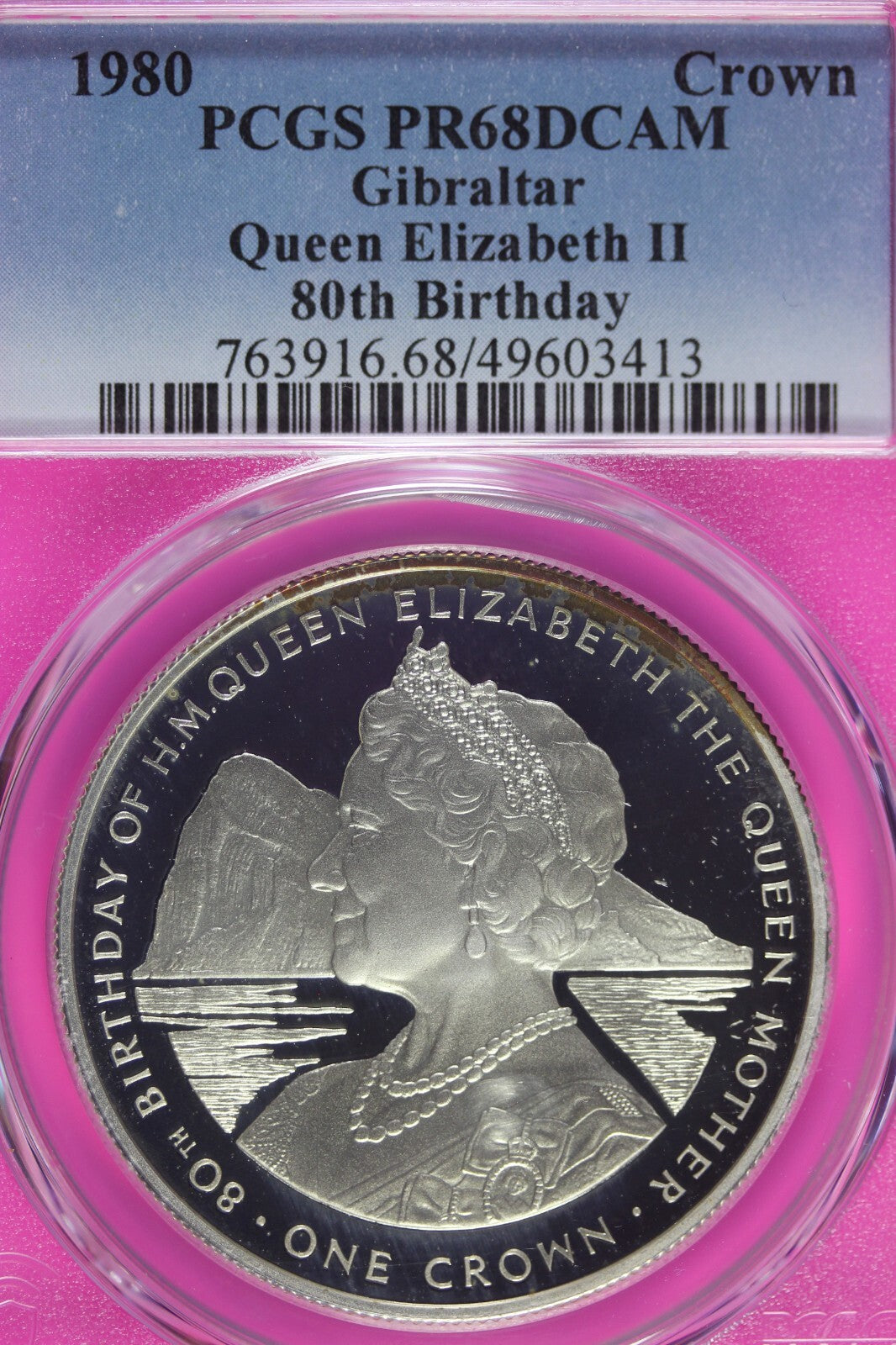 Toned 1980 PR 68 DCAM Crown Gibraltar  PCGS Queen Elizabeth 80th Birthday 530