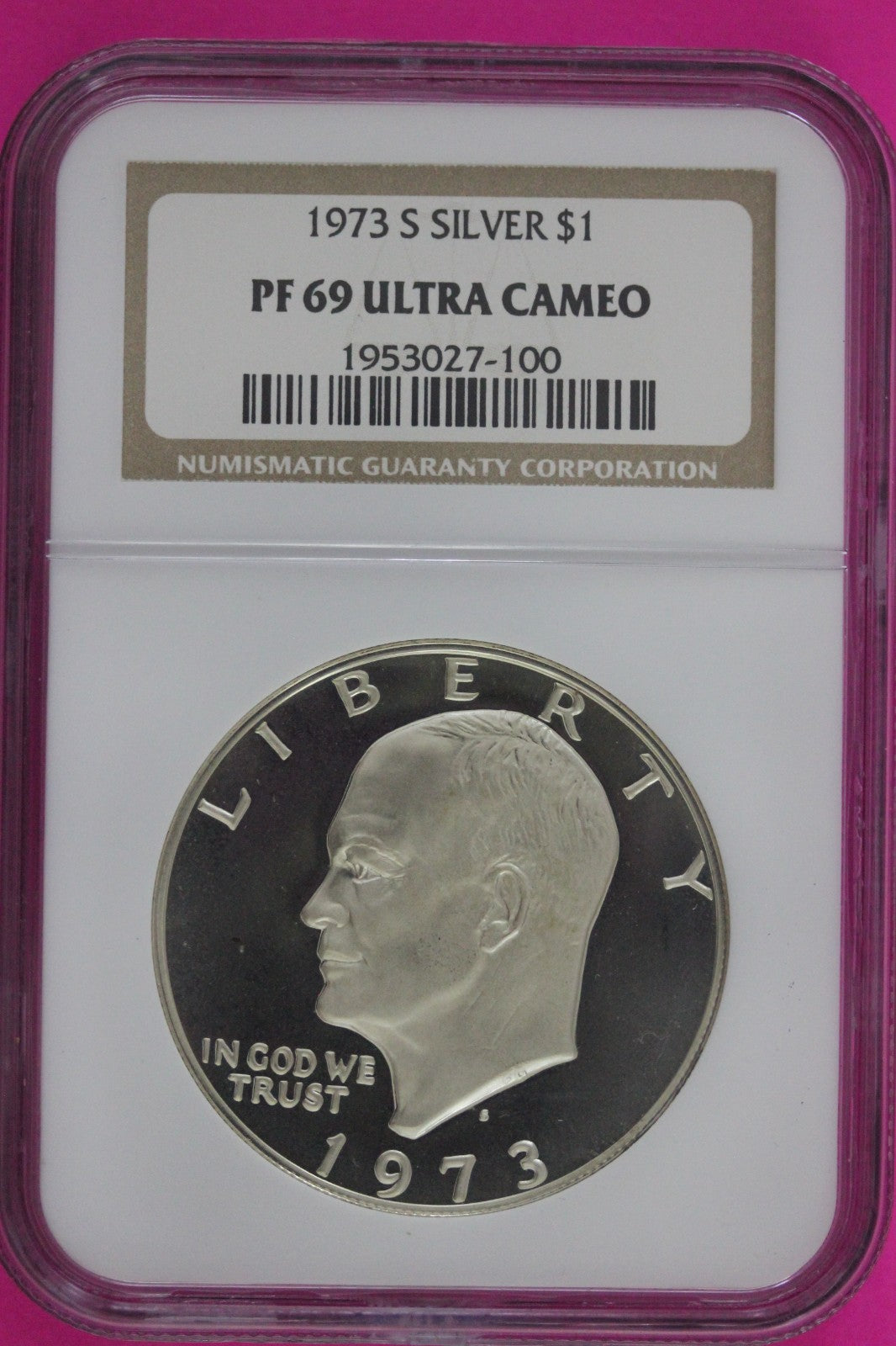 1973 S PR 69 UCAM Silver Ike Eisenhower Dollar NGC Certified Authentic Slab 44