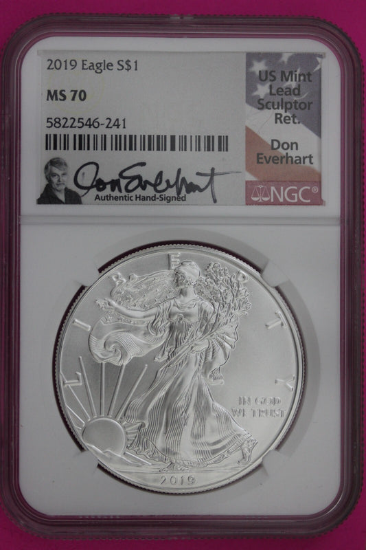 2019 MS 70 Silver Eagle Don Everhart NGC Certified Graded Authentic Slab 629