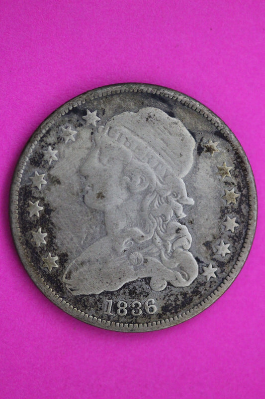1836 Bust Cap Quarter Lady Liberty Rare Silver Key Date Coin Authentic 0577N