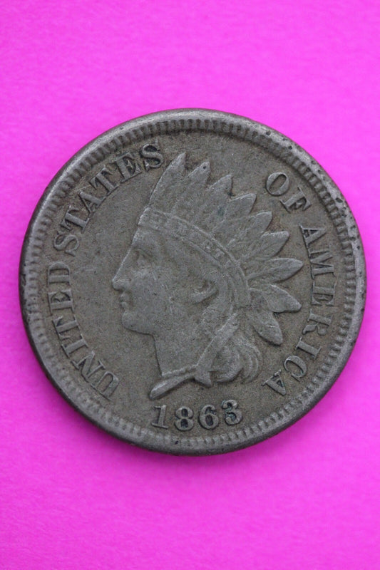 1863 Copper Nickel Indian Head Cent Penny Exact Early Type Coin Pictured 21