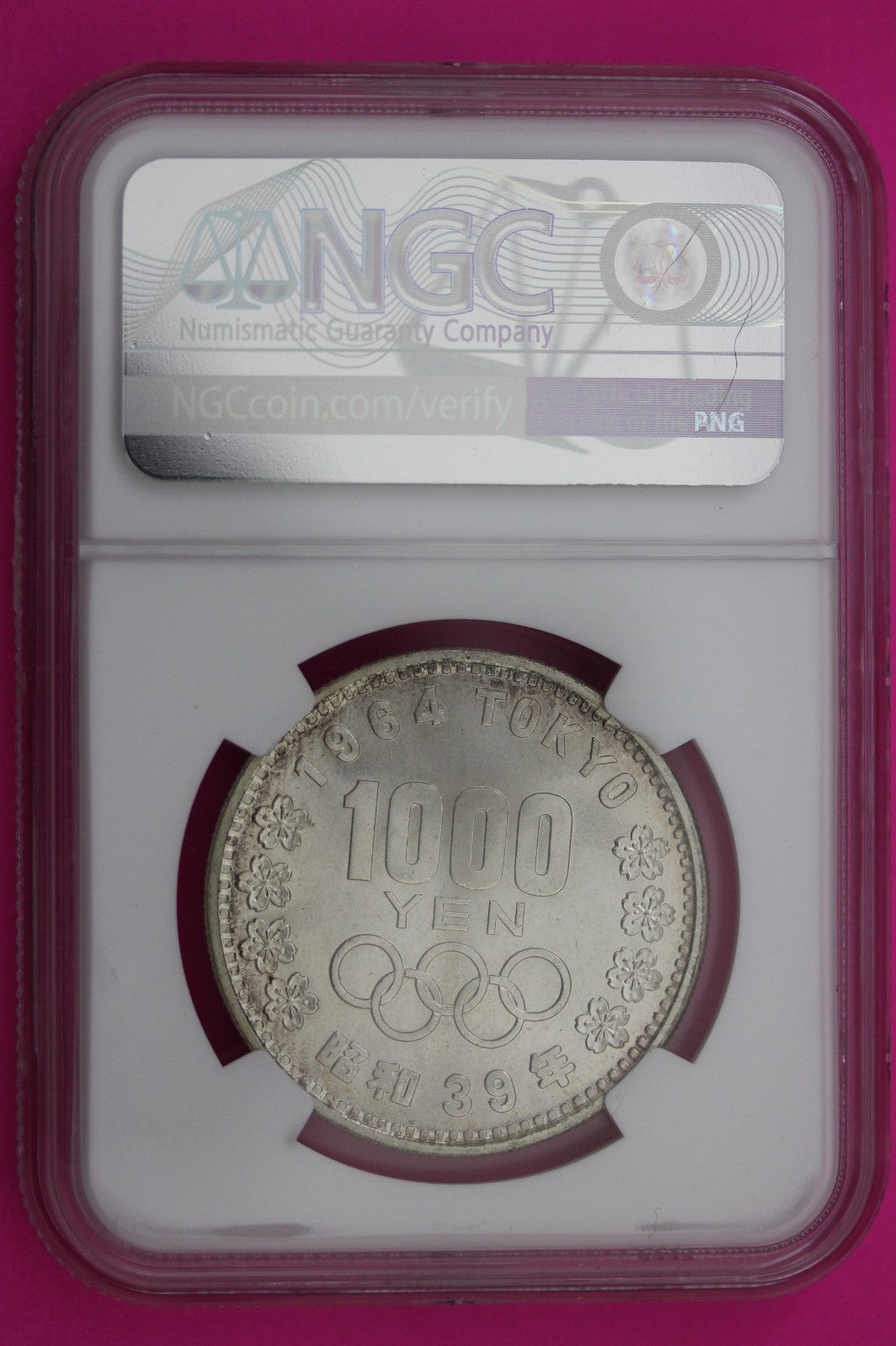 1964 Japan 1000 Yen MS 66 Tokyo Olympics Silver Coin NGC Graded Authentic 585