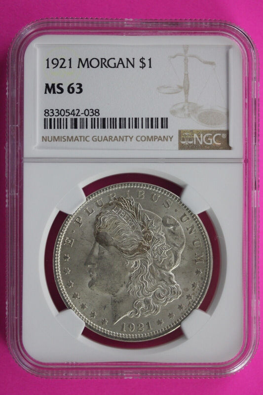 1921 P MS 63 Liberty Morgan Silver Dollar NGC Certified Graded Authentic Slab 66