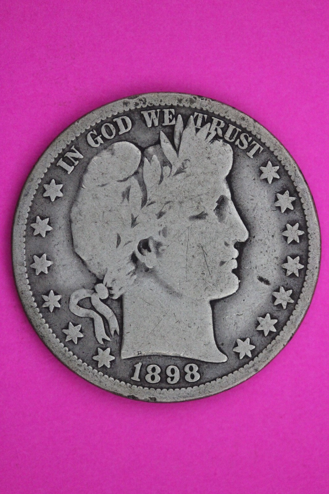 1898 O Barber Liberty Half Dollar Silver Coin Scarce Semi Key Date Genuine 0419N