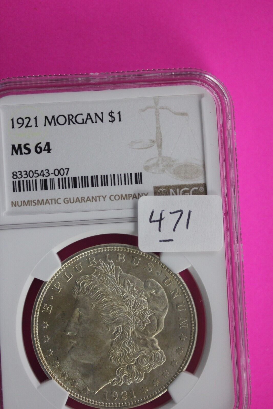 1921 P MS 64 Liberty Morgan Silver Dollar NGC Certified Graded Slab 471