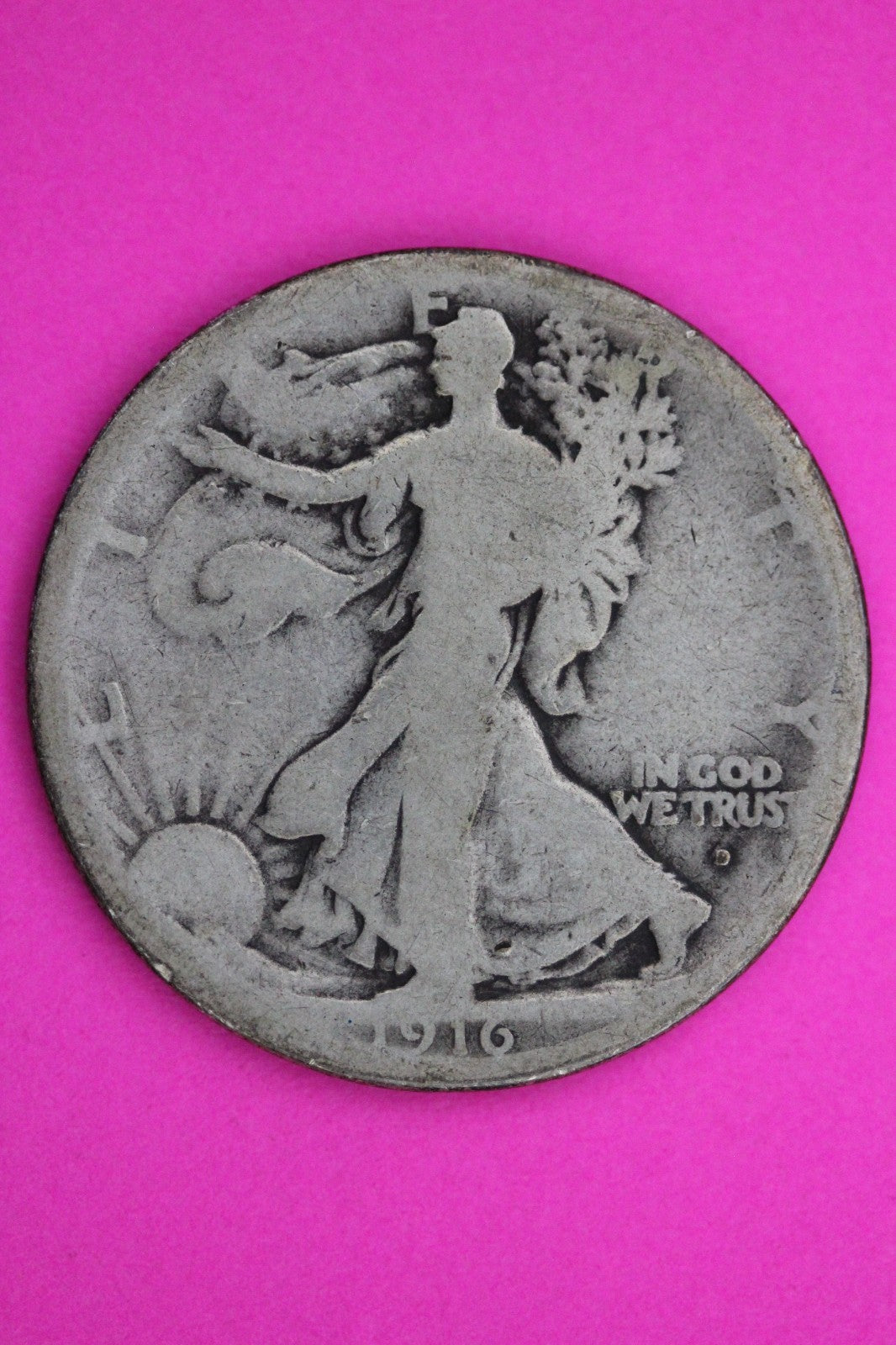 1916 D Walking Liberty Silver Half Dollar Guaranteed Authentic Genuine Coin 2318