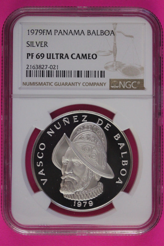 1979 Panama PF 69 Ultra Cameo Proof Silver Balboa NGC Certified Graded Slab 1004