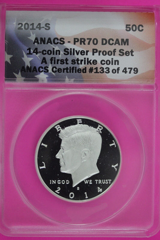 2014 S PR 70 Proof Silver Kennedy Half From Limited Edition Set ANACS 320