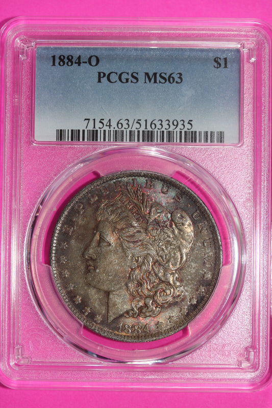 Nicely Toned 1884 O MS 63 Liberty Morgan Silver Dollar PCGS Certified Slab 753