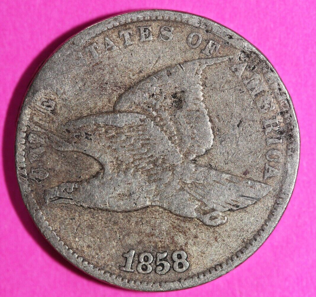 1858 Flying Eagle Cent Penny Exact Scarce Early Type Exact Coin as Pictured 65