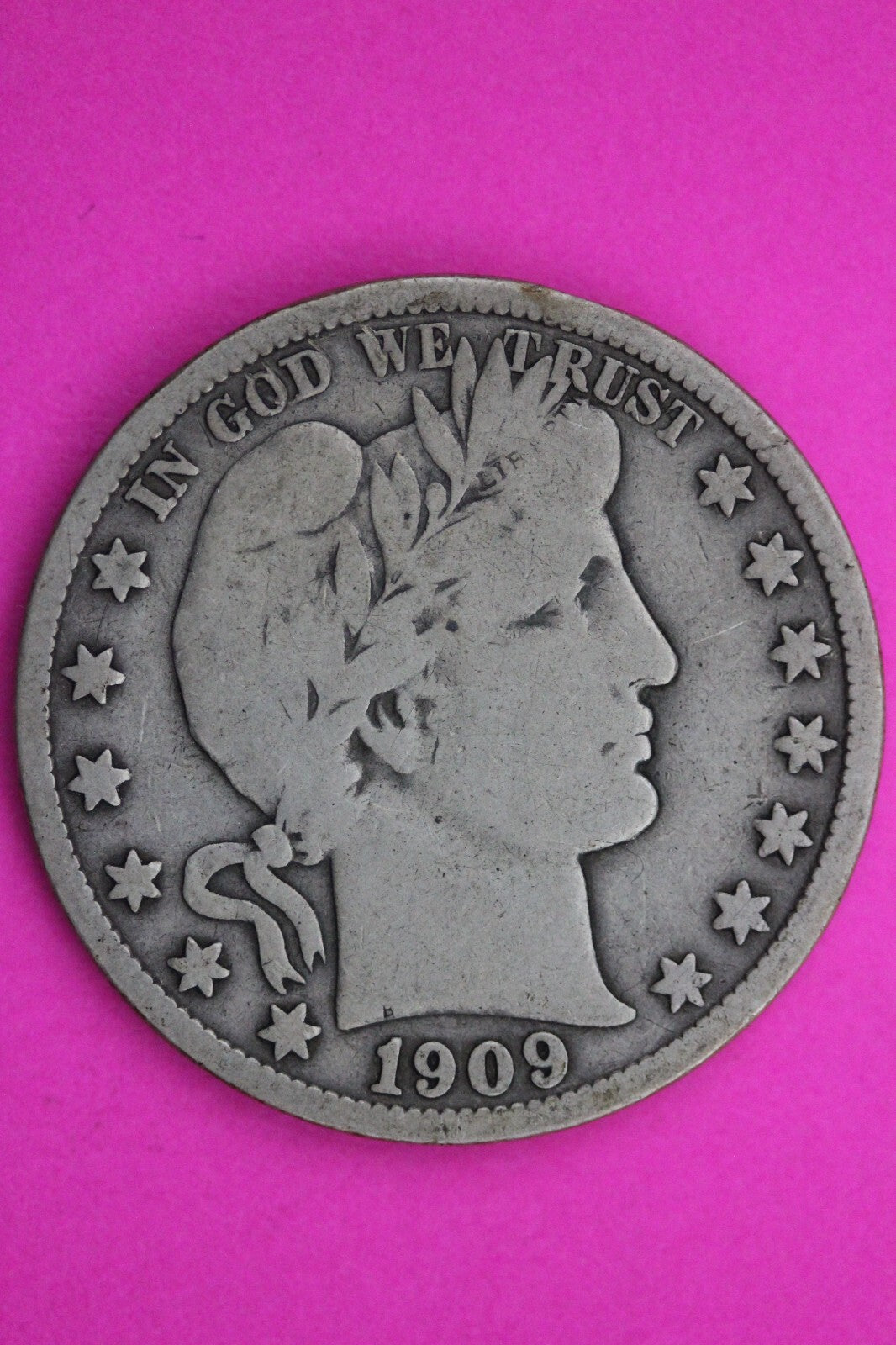 1909 Inverted S Barber Liberty Half Dollar Silver Coin Key Date Genuine 0408N