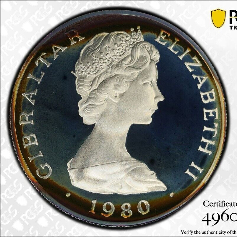 Toned 1980 PR 68 DCAM Crown Gibraltar  PCGS Queen Elizabeth 80th Birthday 521