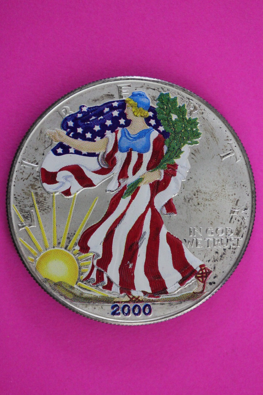 Colorized 2000 American Silver Eagle 1 Ounce .999 Fine Exact Coin Shown N0496