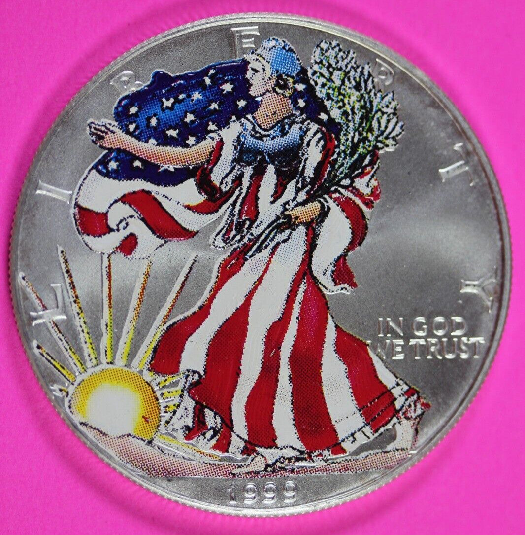 Colorized 1999 American Silver Eagle 1 Ounce .999 Fine Exact Coin Shown 168
