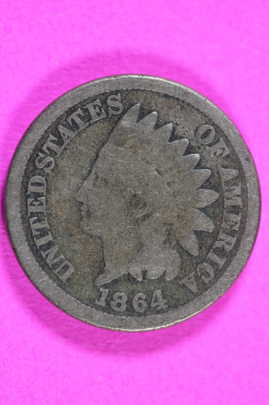 1864 Copper Nickel Indian Head Cent Penny Type Coin Exact Coin Pictured 109