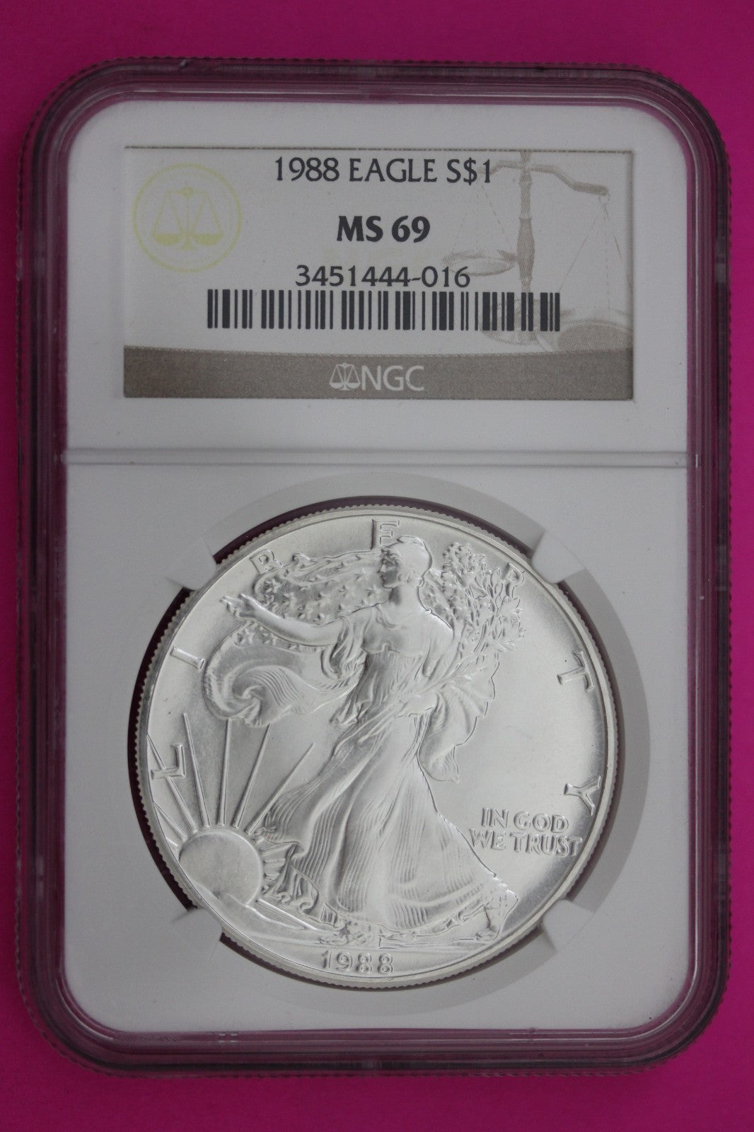 1988 MS 69 Silver Eagle 1 OZ .999 Silver NGC Certified Graded Authentic 237