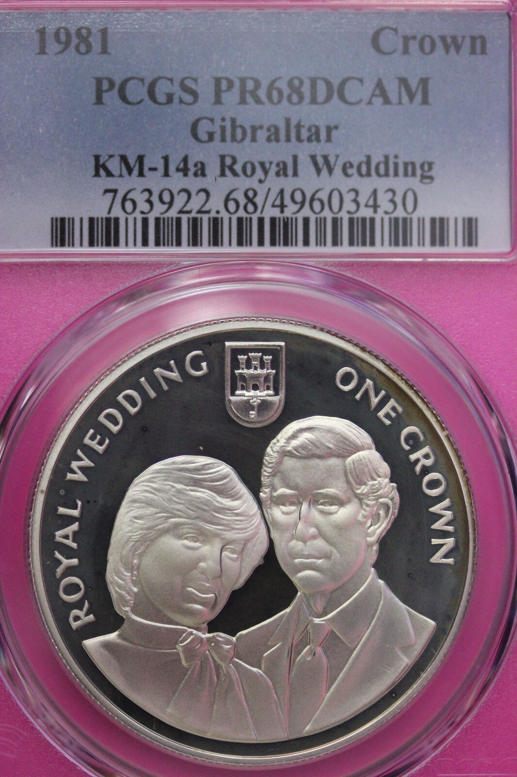 Toned 1981 PR 68 DCAM Crown Gibraltar Princess Diana Royal Wedding PCGS Slab 610