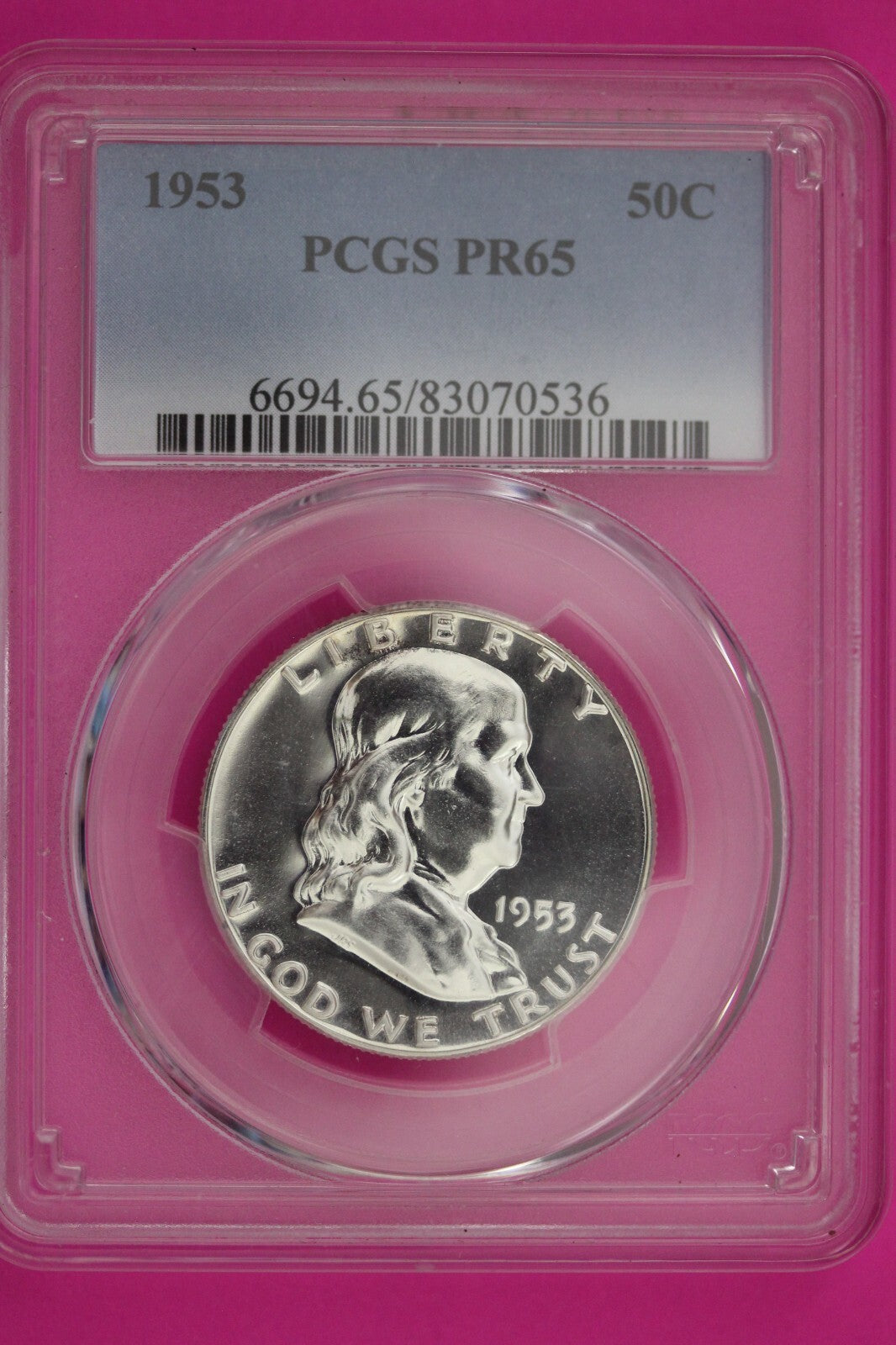 1953 P PR 65 Proof Ben Franklin Silver Half Dollar PCGS Certified Graded 25