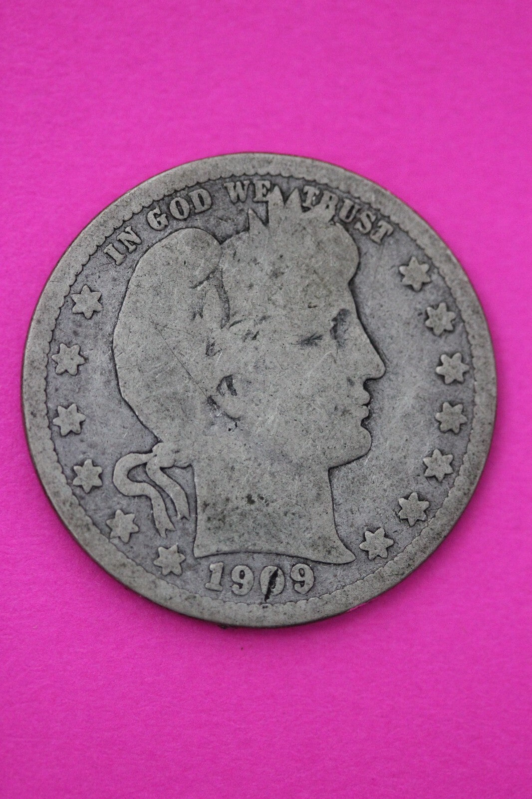 1909 O Barber Liberty Silver Quarter Scarce Semi Key Date New Orleans Mint 03