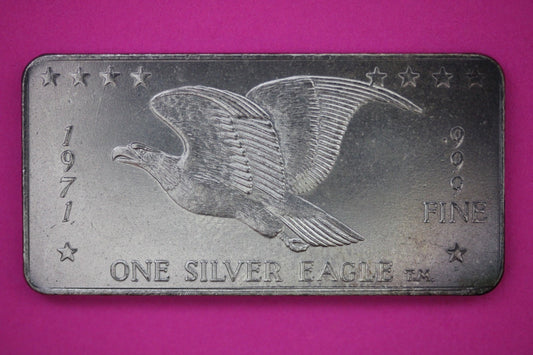 Silver Art Bar 1971  Flying Eagle Collectable Bullion 1 OZ .999 Fine Rare B112