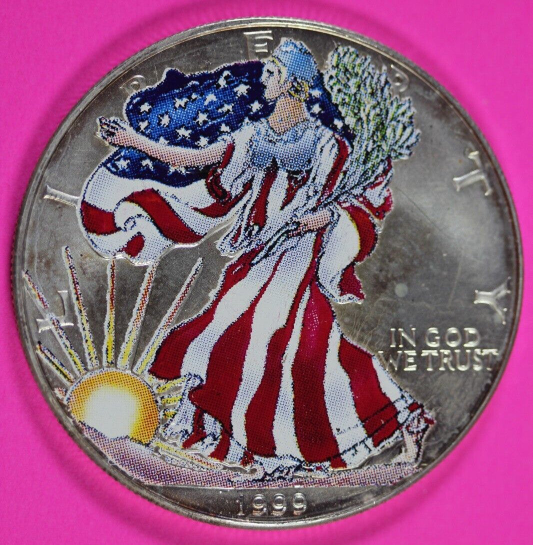 Colorized 1999 American Silver Eagle 1 Ounce .999 Fine Exact Coin Shown 183