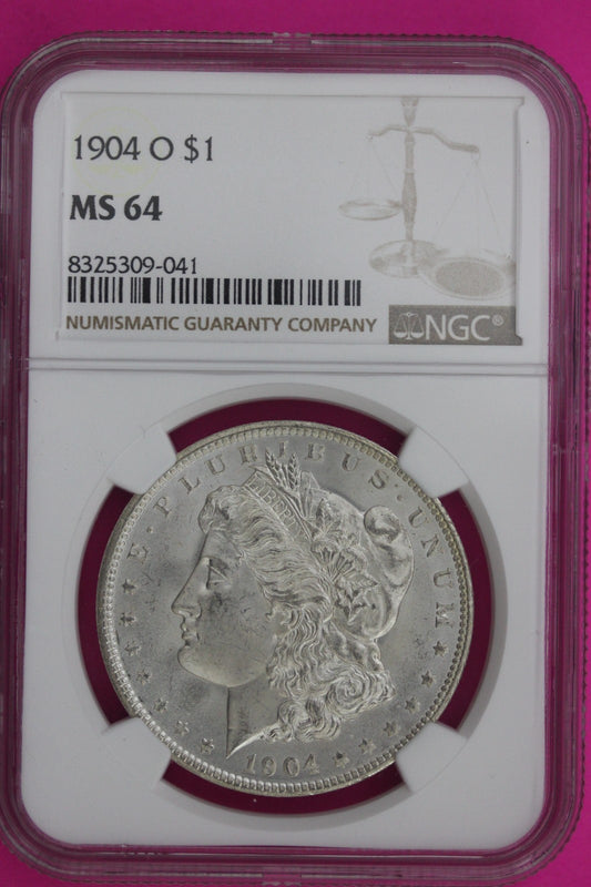 1904 O MS 64 Liberty Morgan Silver Dollar NGC Certified Graded Authentic 1100