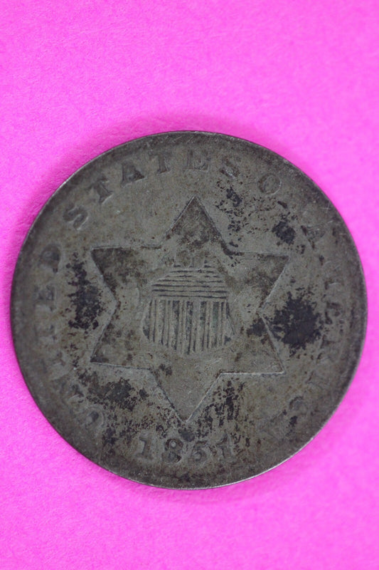 1851 Trime 3 Three Cent Silver Dime Exact Coin Shown In Pics Semi Key Date 110