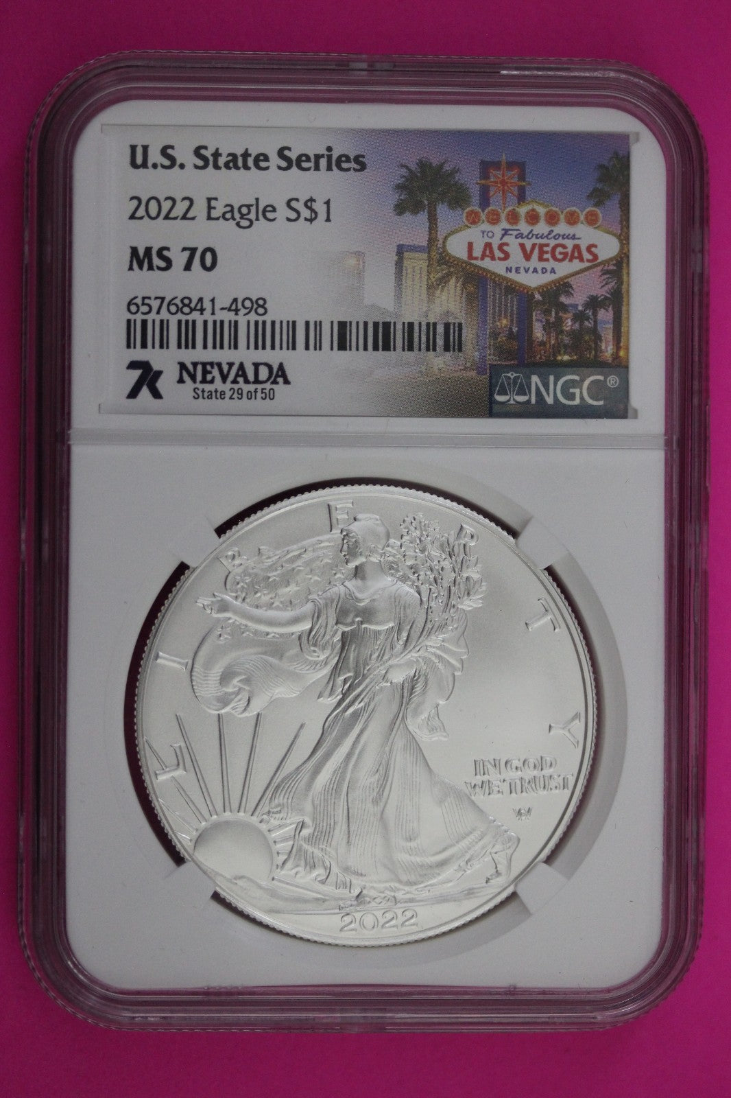 2022 MS 70 Silver Eagle Coin Nevada U.S. State Series 1 OZ .999 NGC Certified 51