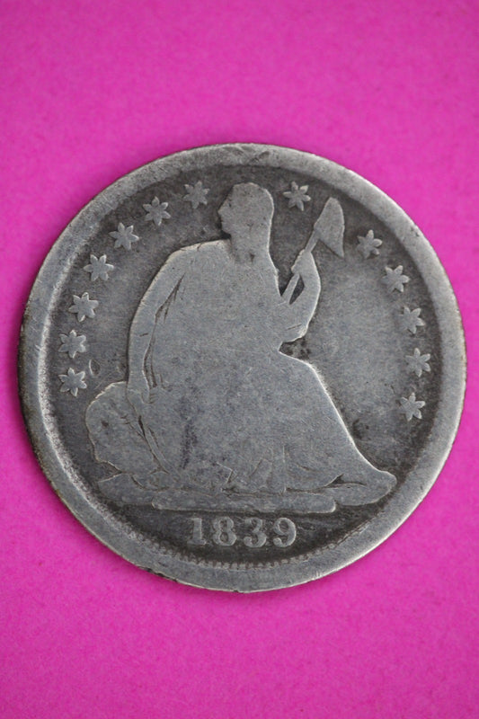 1839 O Seated Half Dime Silver Coin Shown Low Grade Filler Damaged Bent 2732