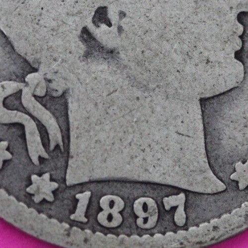 1897 O Barber Liberty Silver Quarter Scarce Semi Key Date New Orleans Mint 06