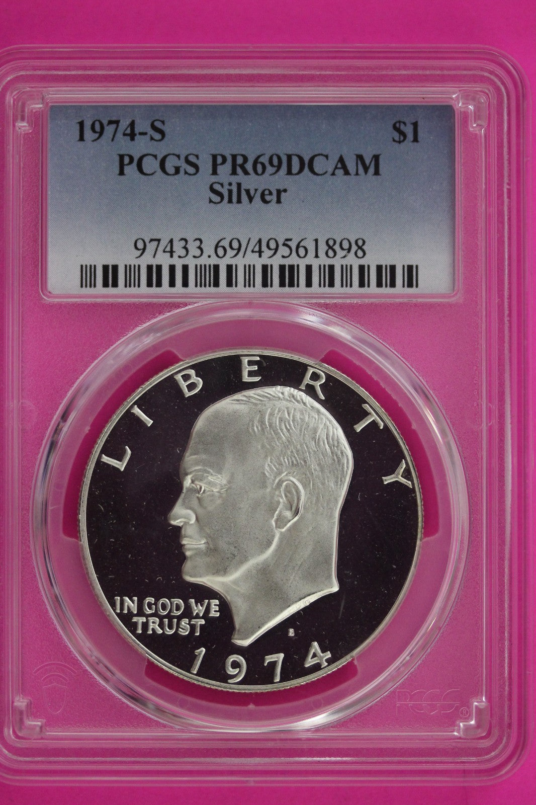 1974 S PR 69 DCAM Silver Ike Eisenhower Dollar PCGS Certified Authentic Slab 995