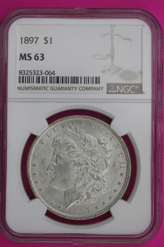 1897 P MS 63 Liberty Morgan Silver Dollar NGC Certified Graded Authentic 1106